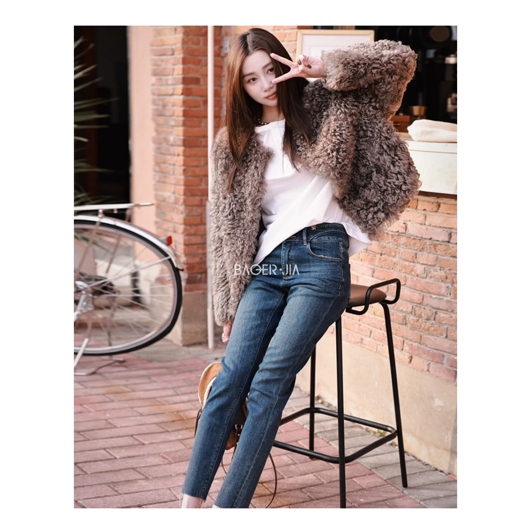 88-【筷子腿】宝儿家含幂BC59924411秋冬款设计感弹力小脚薄绒裤子