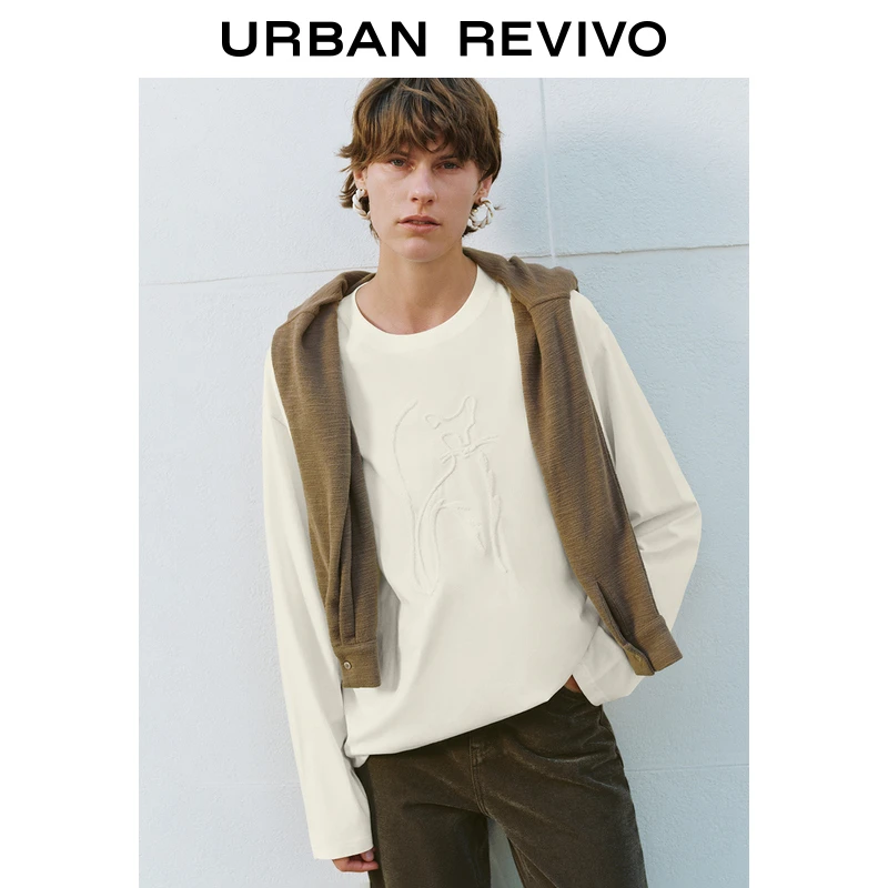 UR女装休闲简约减龄立体图案长袖T恤UWM440039