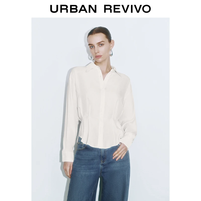 UR2024冬季新款女装轻熟风气质收腰长袖开襟衬衫UWG240243