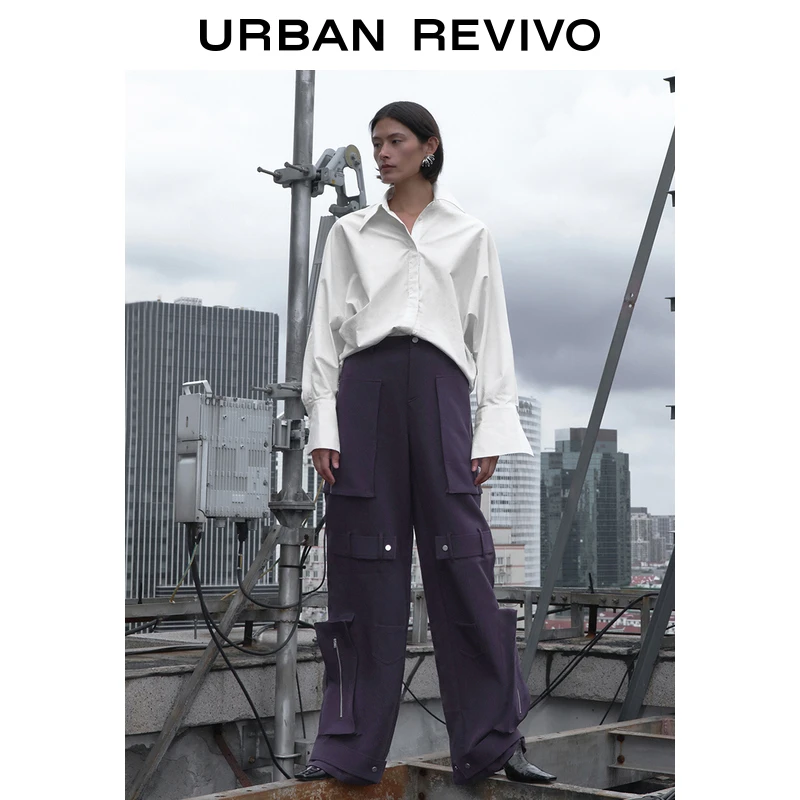 【UR设计师系列】UR2024冬季新款女超宽松开襟衬衫UWA240012