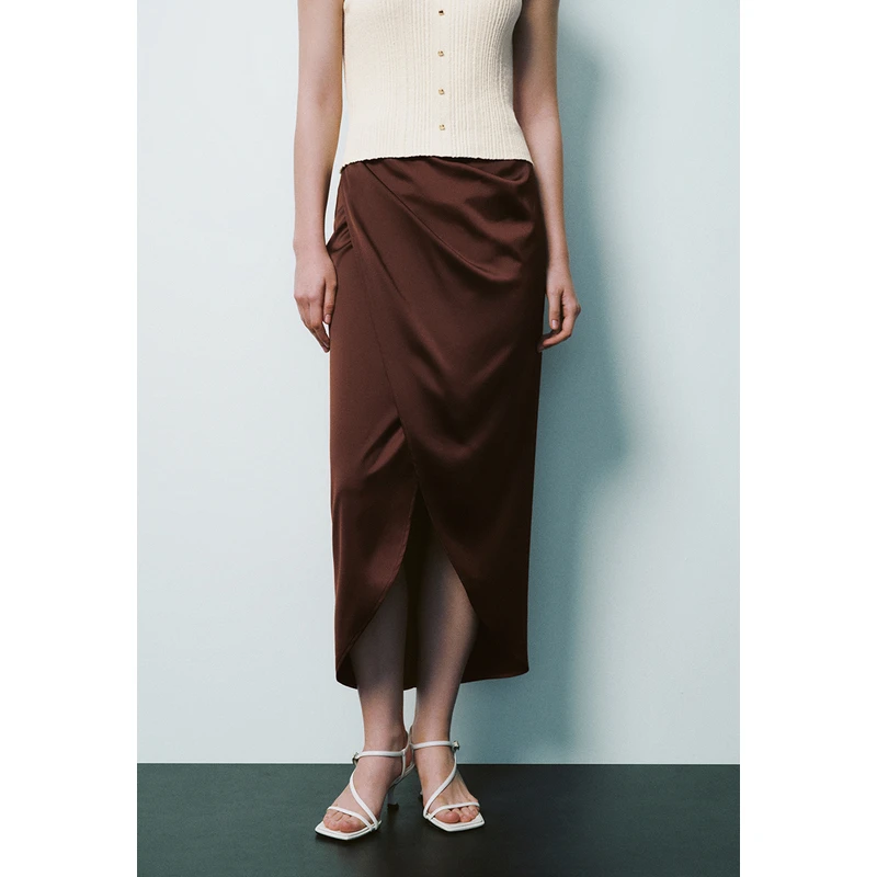 UR2024夏季新款女装时尚气质魅力设计感褶皱半裙UWG540055