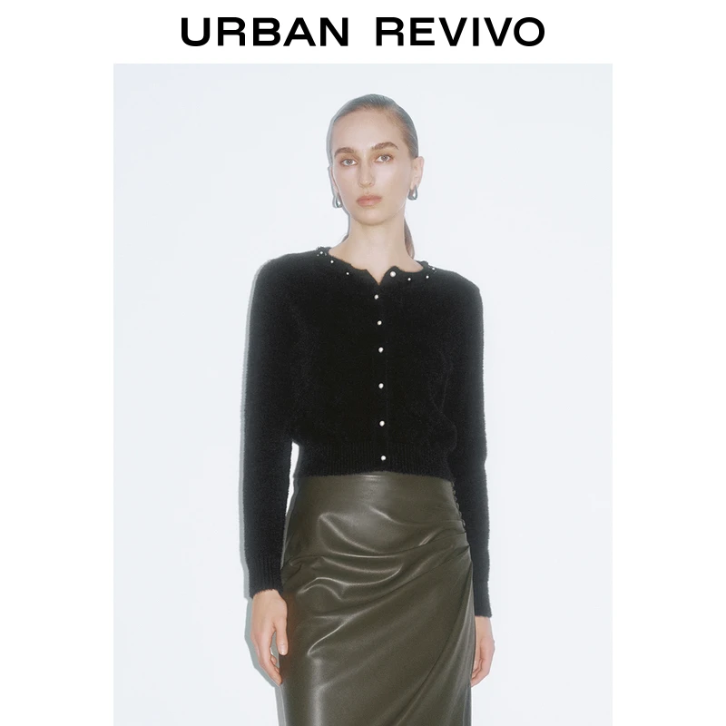 UR女装慵懒风软糯毛绒感针织开衫UWM940075