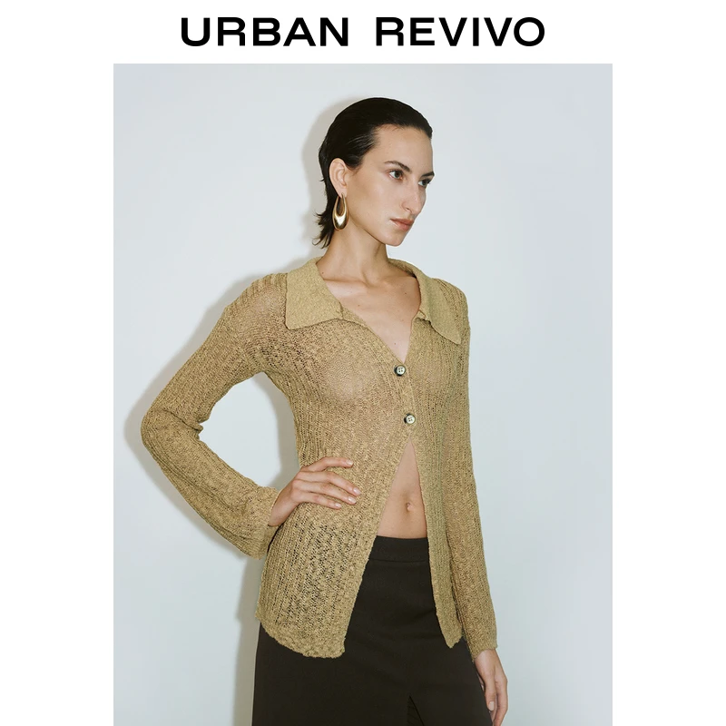 UR2024秋冬新款女装设计感肌理感针织开衫UWA940027+
