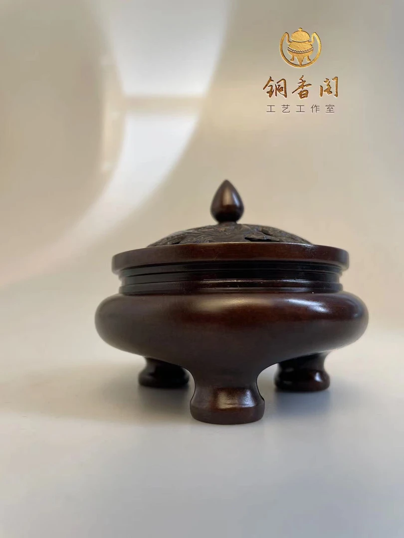 仿古小号鬲式炉工艺香炉紫铜香熏持久留香现代高度适合卧室铜炉