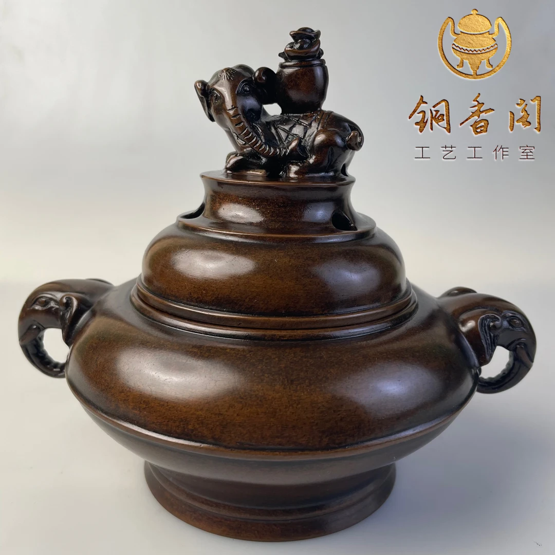 泰平有象香薰炉手工茶台书房茶室香炉客厅香道铜炉工艺现代高度