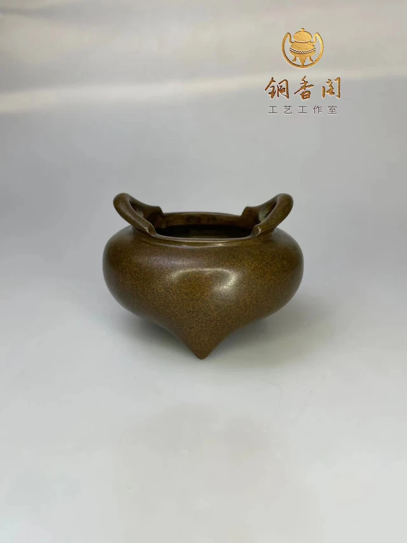 圆腹桥耳炉宣德炉手工供炉线香工艺现代高度紫铜卧室香熏持久留香