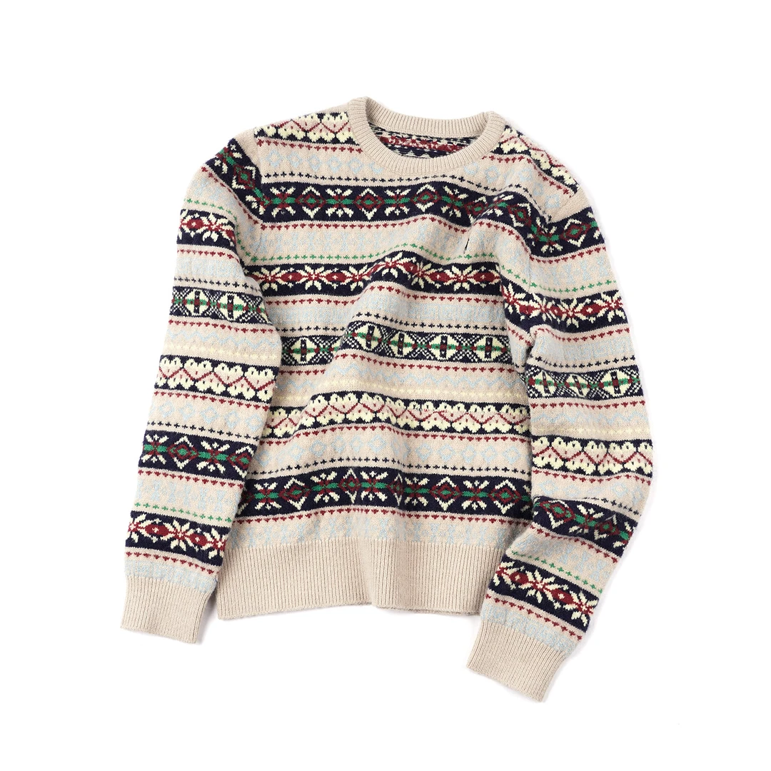 陶总【费尔岛提花毛衫】MY48206针织毛衣宽松套头撞色设计师款毛衫