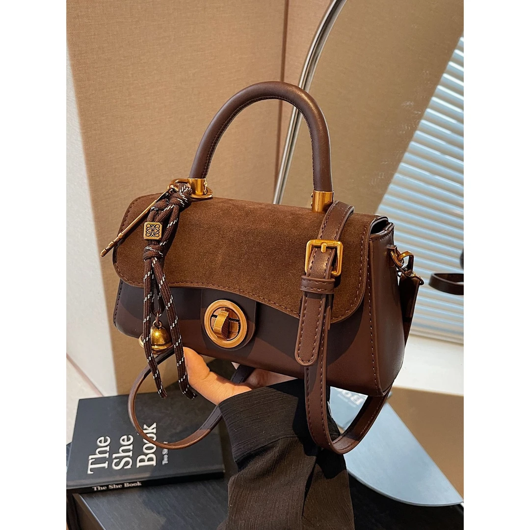 高级感复古手提包女新款时尚上档次百搭单肩斜挎包质感通勤小方包