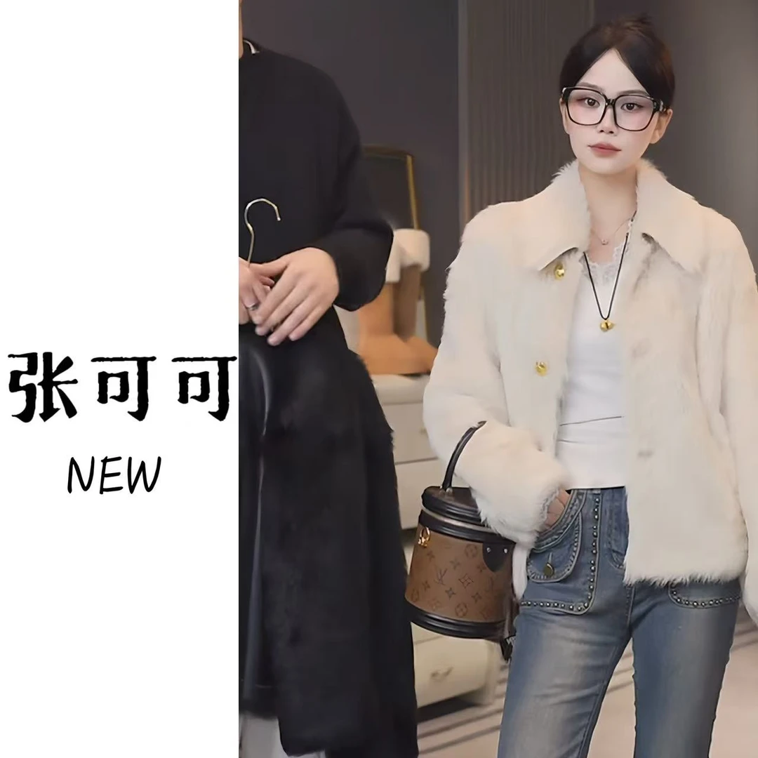 (ZHANG.KeKe）冬季潮流保暖气质百搭网红炸街款皮毛一体XT83283