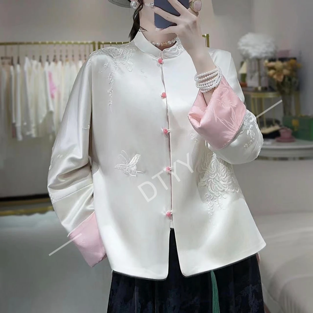 《英家推荐》气质减龄新中式醋酸刺绣正反两面穿外套