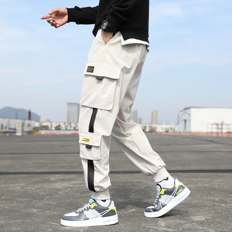 裤子男工装裤男士潮牌韩版宽松潮流束脚大码机能裤休闲九分裤子长