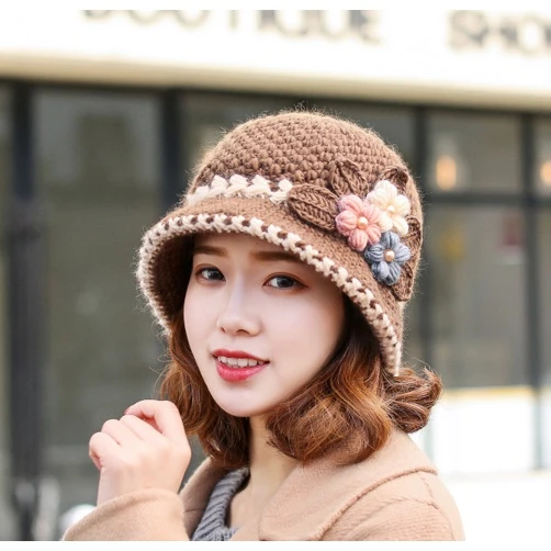 加绒针织毛线帽冬天大头秋冬季保暖帽老人贝雷帽八角夏天包头牛仔