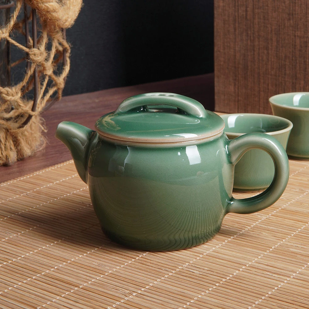 青瓷梅子青托烧汉瓦壶手工泡茶壶中式泡茶器单壶龙泉