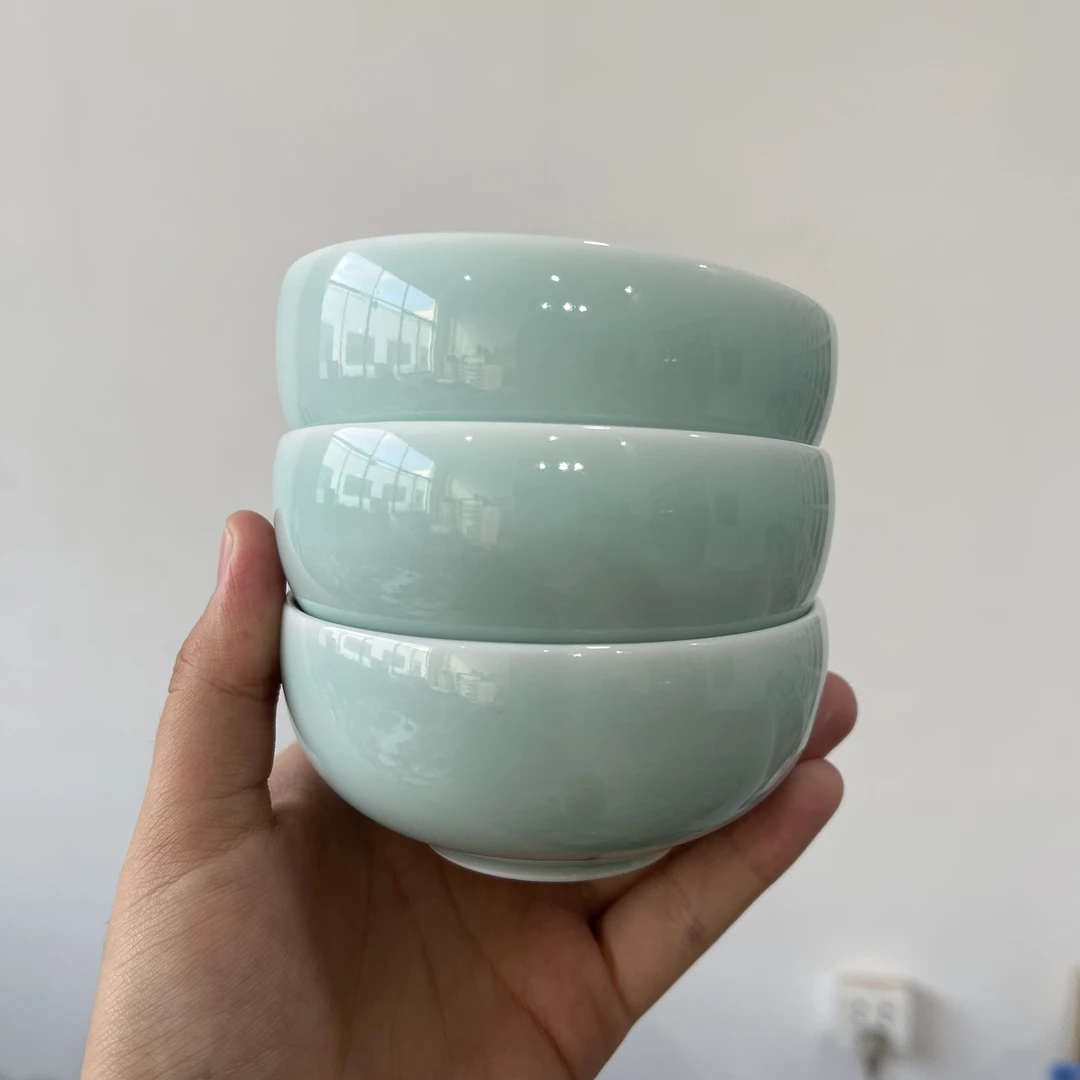 宝宝碗 粉青色 3个一组 微瑕 9.2cm直径