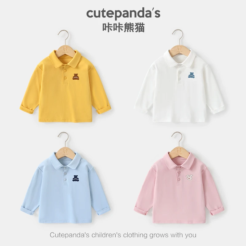 【2024秋装新款】婴儿衣服polo领长袖T恤春装春秋儿童上衣Y9170