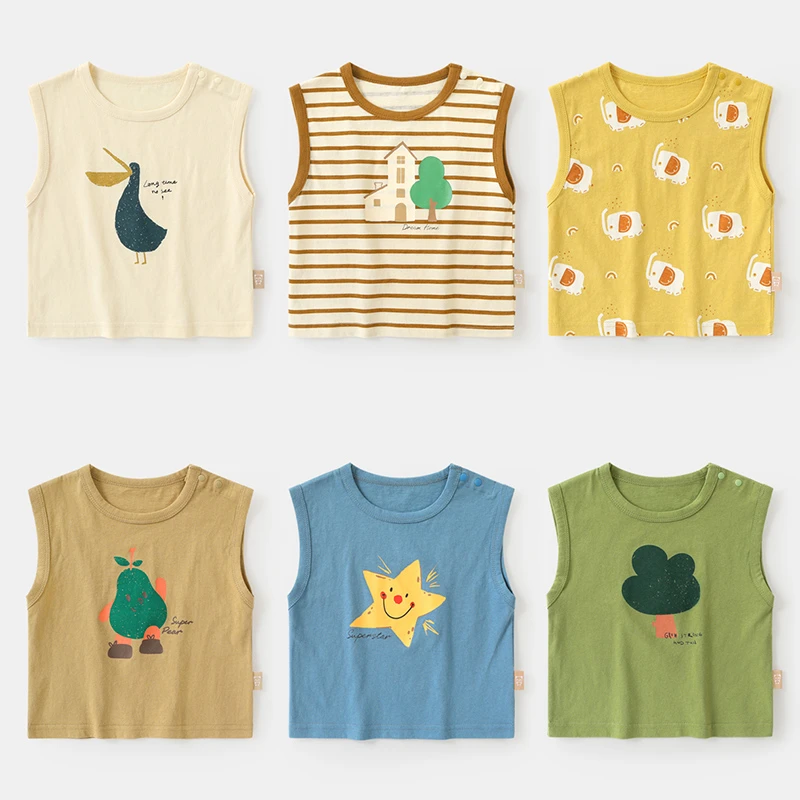 【现货】婴儿衣服韩版休闲背心无袖T恤夏装男童儿童上衣夏季Y8528