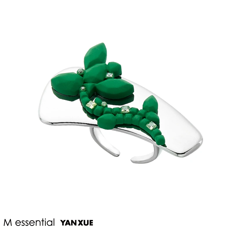 铜合金合成锆石戒指 YANXUE x Messential涂层兰花戒指A011YX0009