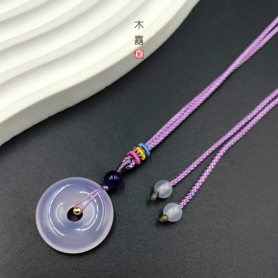 烟紫玛瑙平安扣吊坠天然玛瑙平安扣