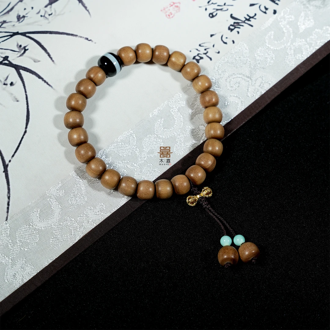 正区老山檀藏式搭配老型珠手串一线药师玛瑙情侣手串男女同款