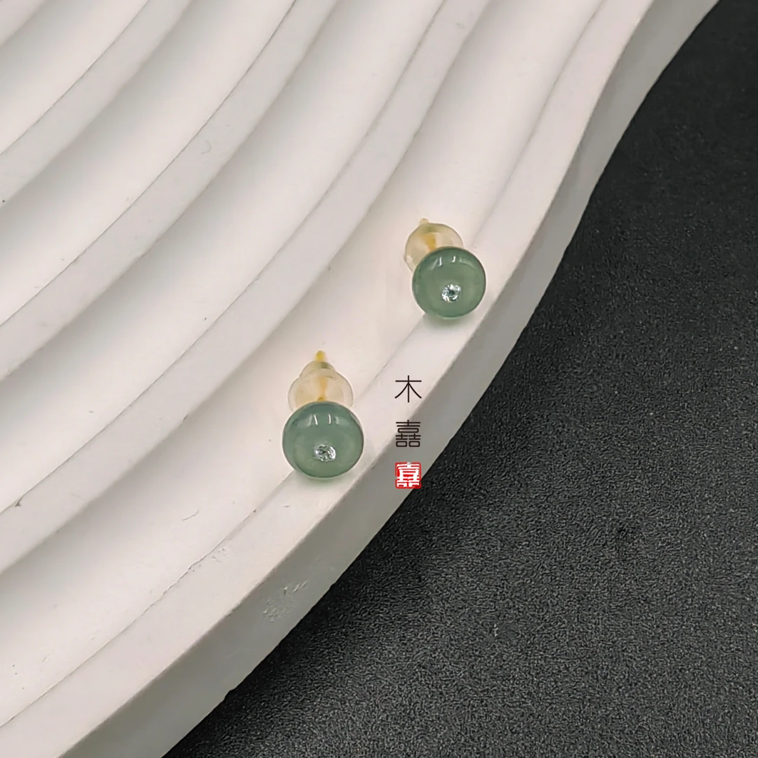 小欢喜|蓝水翡翠耳钉新中式简约风S925银针耳钉款可爱气质百搭