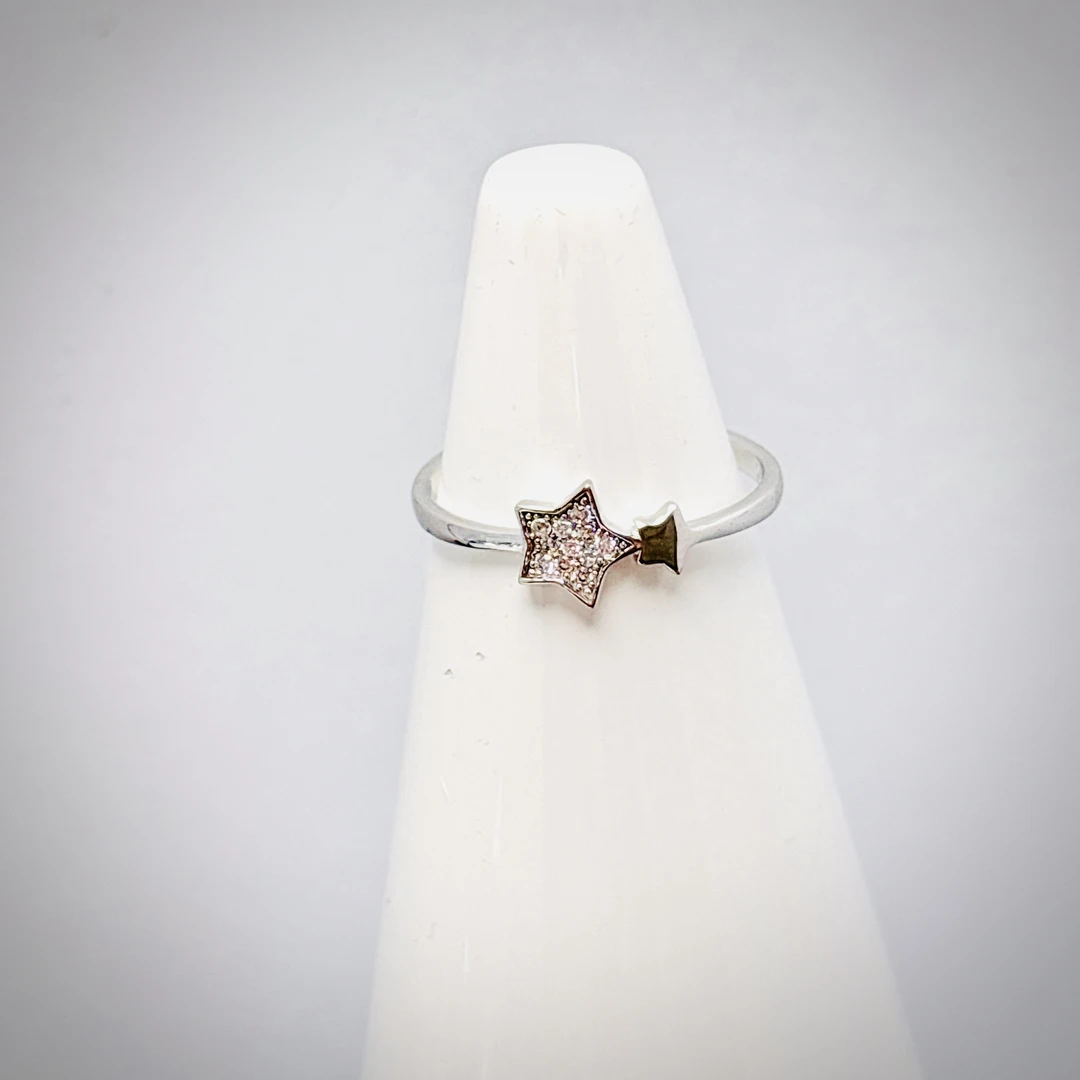 925银戒指 设计款S925纯银系列星星女款轻奢高级感指环开口尾戒