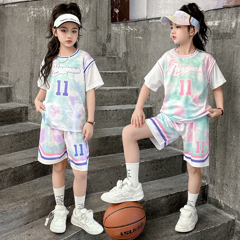 女童短袖套装篮球服夏款夏季薄款洋气速干运动服装儿童夏装球衣11