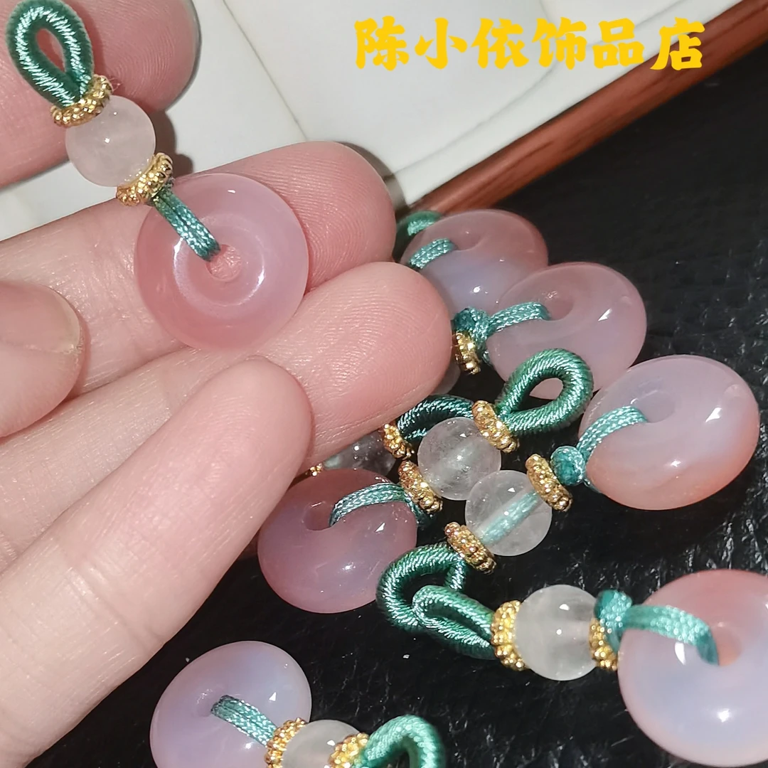 非金属玻璃吊坠 【陈小依饰品店】绯红手工平安扣滴流款 DIY配件
