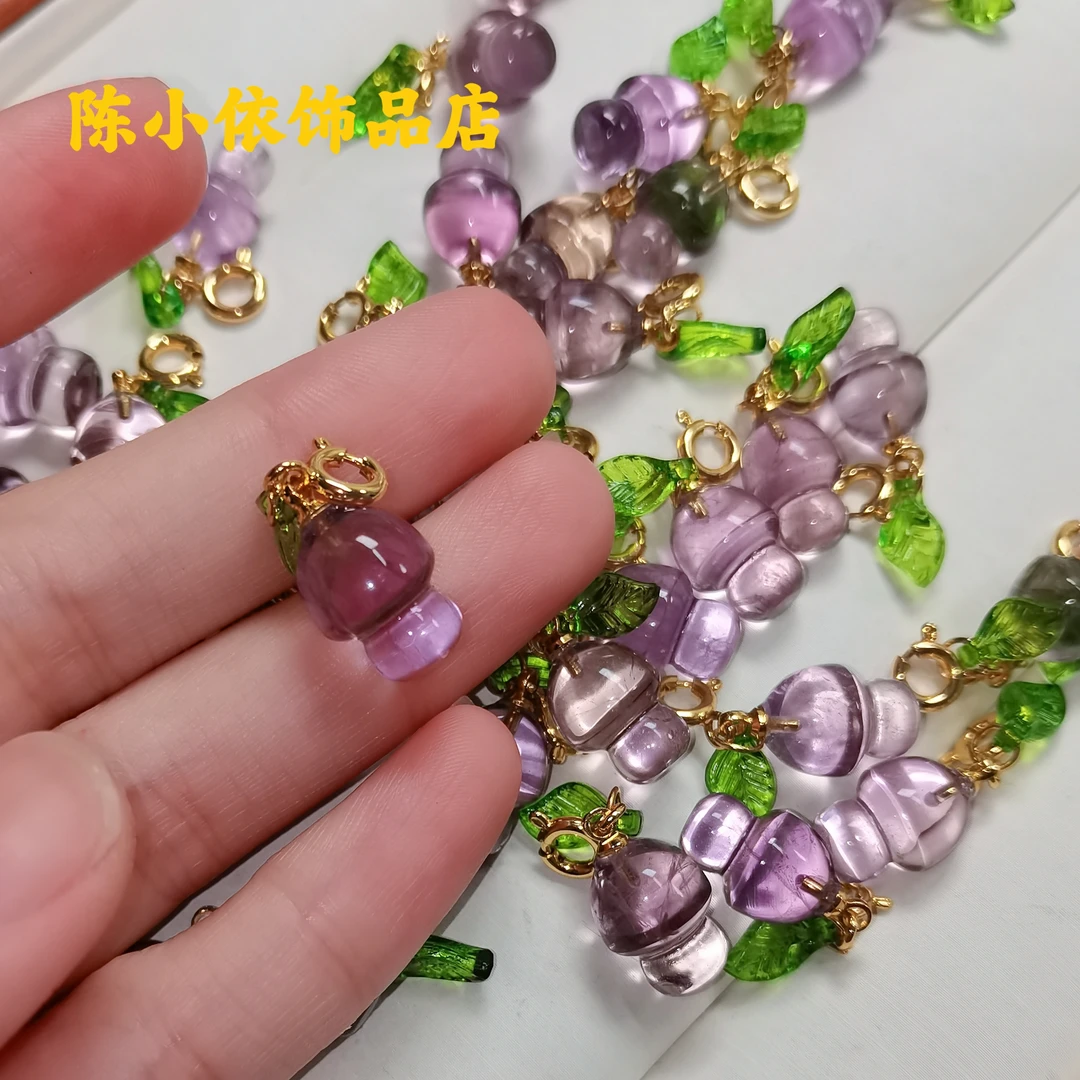 非金属仿珍珠吊坠 【陈小依饰品店】紫水蘑菇滴流DIY配件时尚百搭