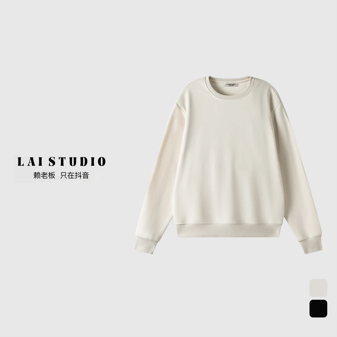 LAI STUDIO 重磅加绒圆领秋冬宽松休闲百搭长袖上衣卫衣