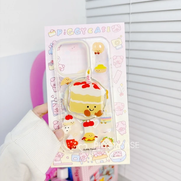 卡通可爱jellycat蛋糕爱心渐变磁吸支架适用苹果15手机壳iphone14