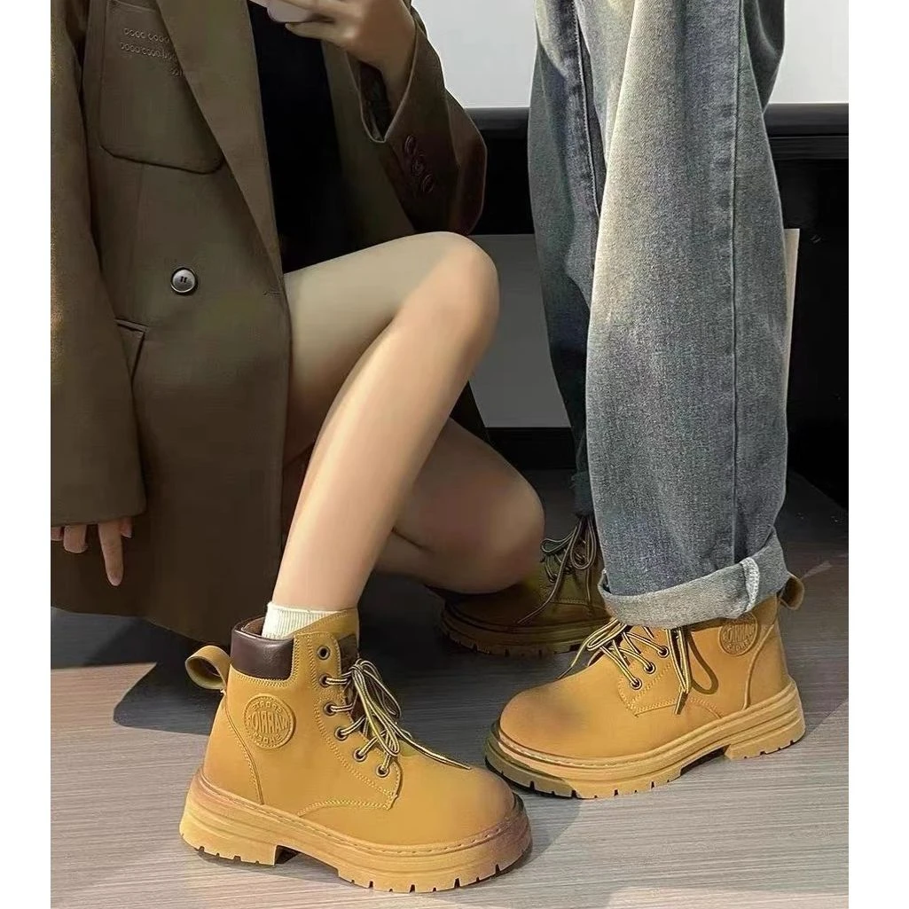 老板娘自留情侣款复古英伦风甜酷炸街大黄靴 0618 X 检