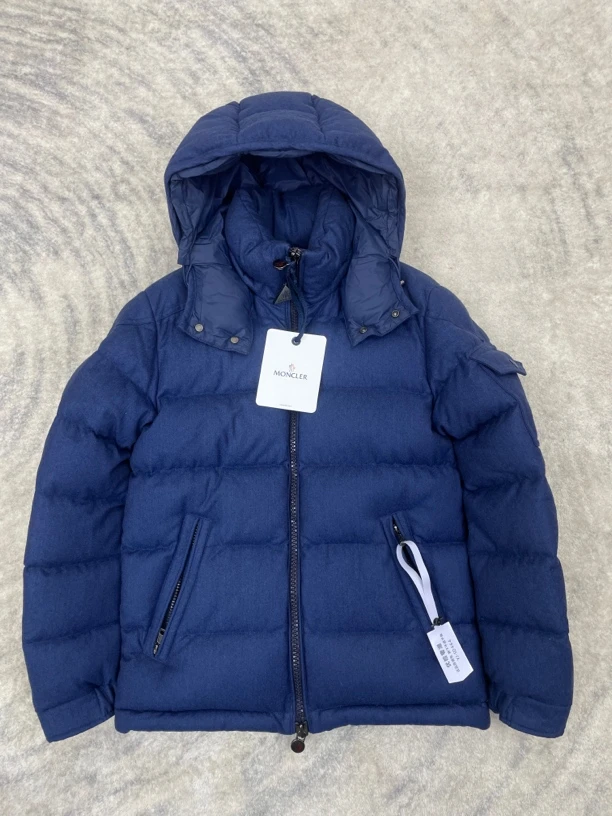 全新未使用 MONCLER 0码羊毛款maya蓝色连帽羽绒服-50464