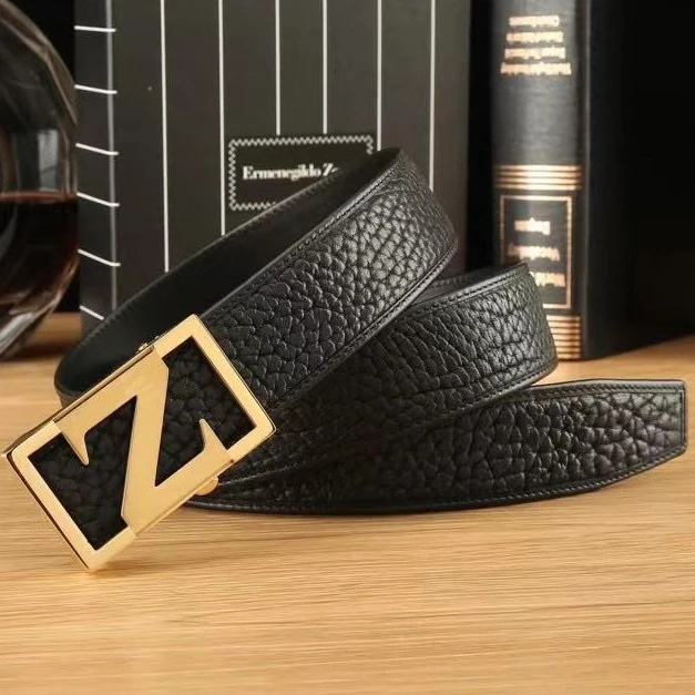 不锈钢自动扣皮带男士真皮牛皮腰带新款商务韩版内穿时尚潮流裤带