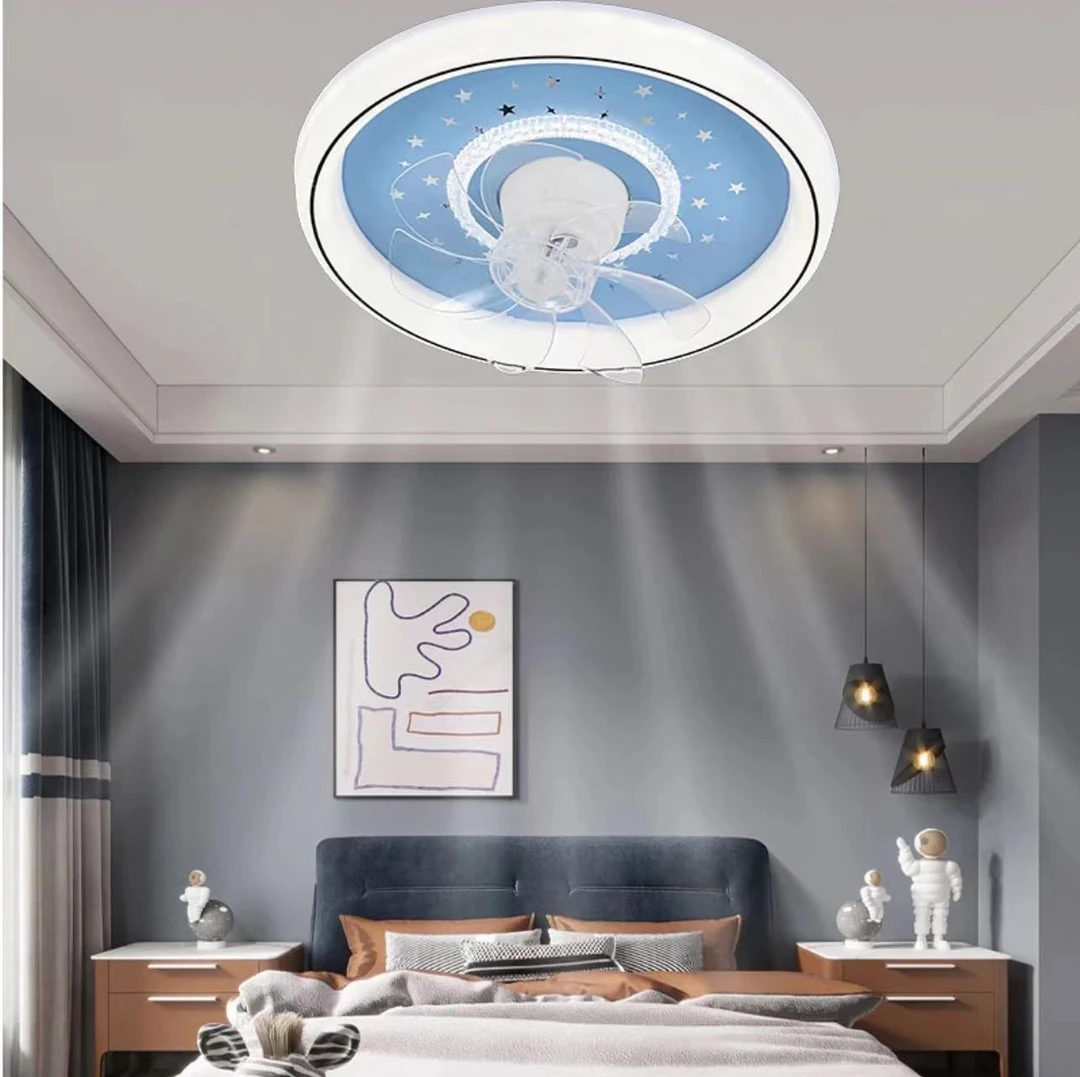 风扇灯卧室现代简约电扇灯智能一体餐厅吊扇灯星空儿童房吸顶灯