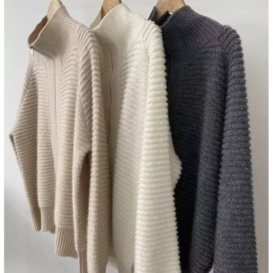 品质粉入！Moro A类！全身毛巾绣100纯山羊绒开衫外套加厚针织时尚