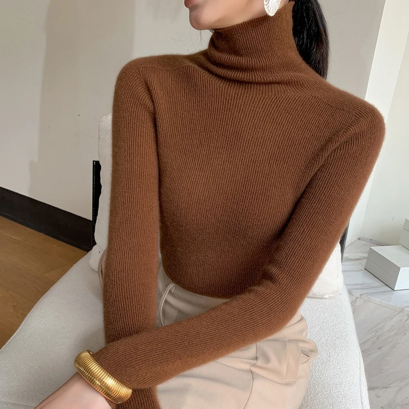 【100%纯山羊绒】康塞妮baby超细柔女半高领一线成衣打底衫