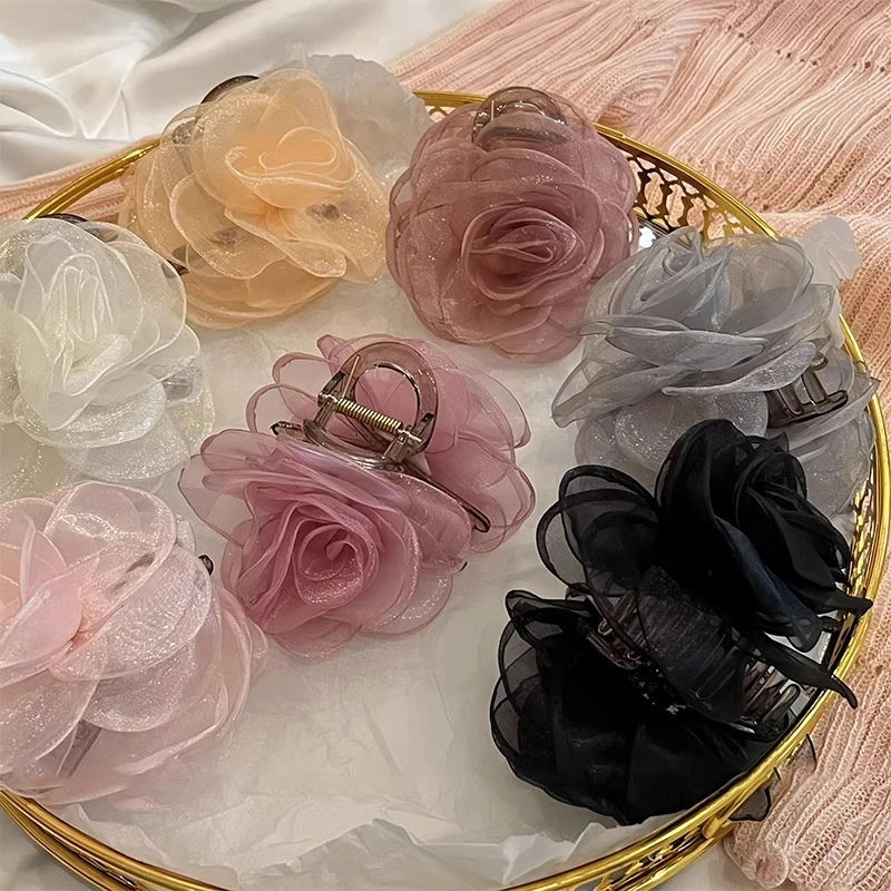 花朵发夹女后脑勺盘发抓夹女高级感气质鲨鱼夹子头饰ins不负春光~