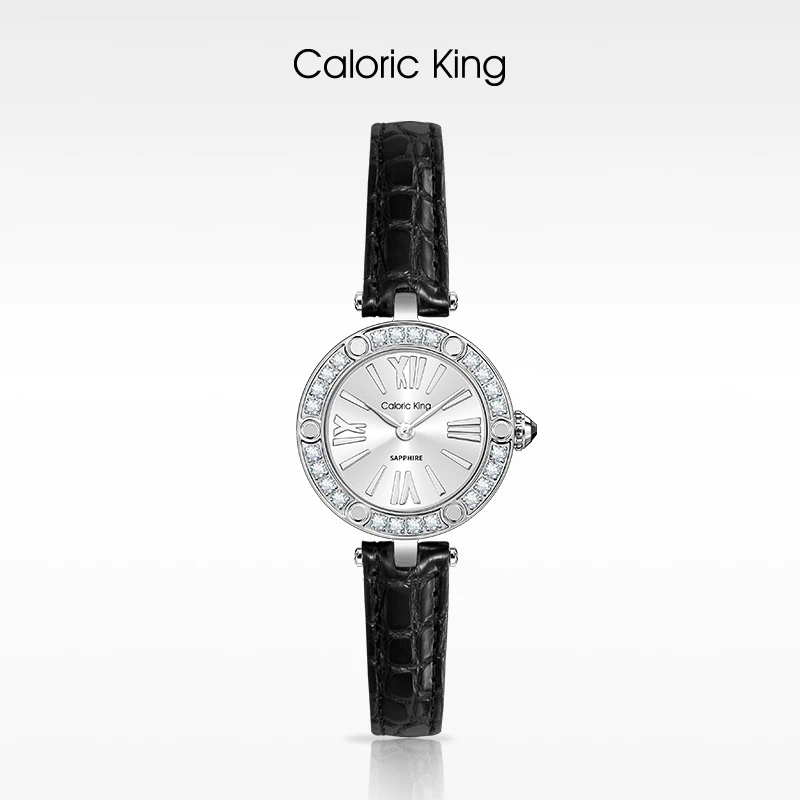 凯卡思Caloric King 星月如毅系列镶钻表盘轻奢气质鳄鱼皮带手表