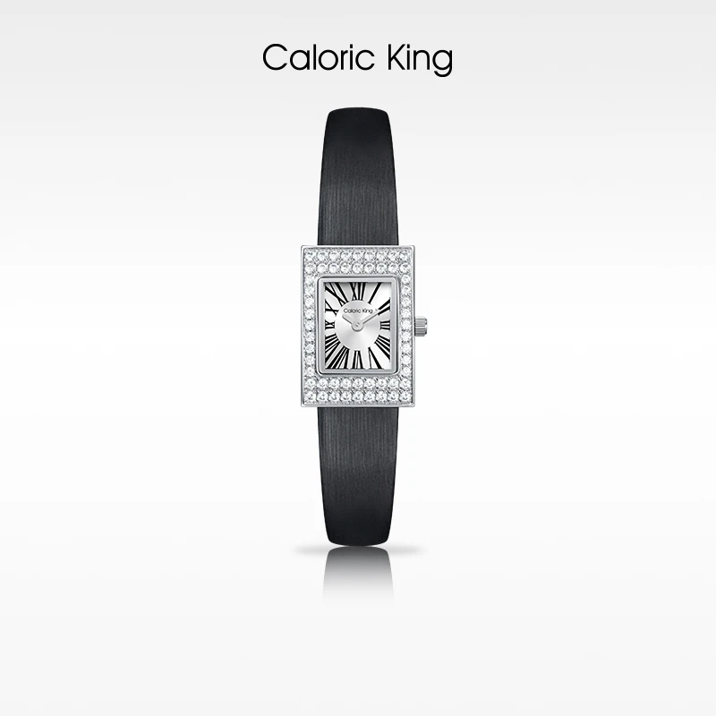 凯卡思Caloric King时尚气质简约复古方形经典镶钻小方表女士