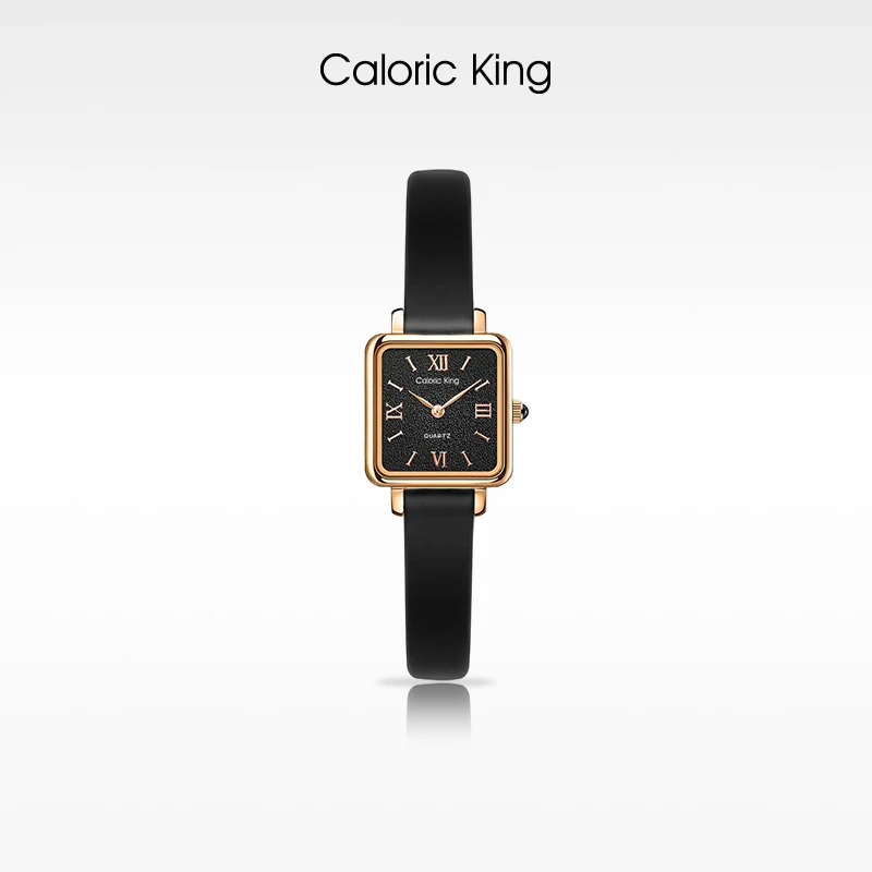 Caloric King 复古系列小方表黑金轻奢高级表盘进口机芯手表女款