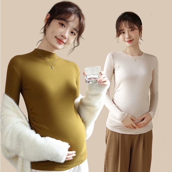 孕妇打底衫秋季款内搭T恤外穿长袖圆领内衣秋怀孕期上衣宽松秋装