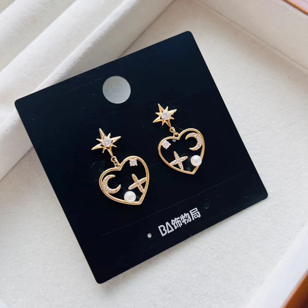 BA 铜合金合成锆石耳饰 个性淑女耳钉 1040