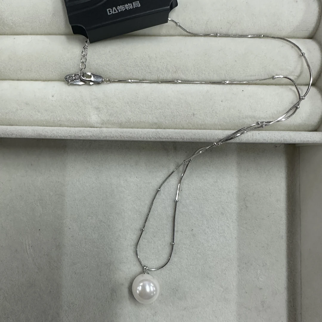 铜合金项链 时尚百搭12mm珠珠吊坠项链 3440