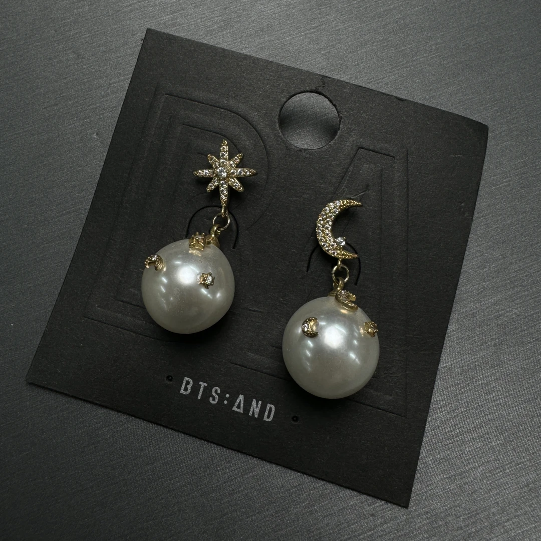 铜合金仿珍珠耳饰 星月耳钉 4119