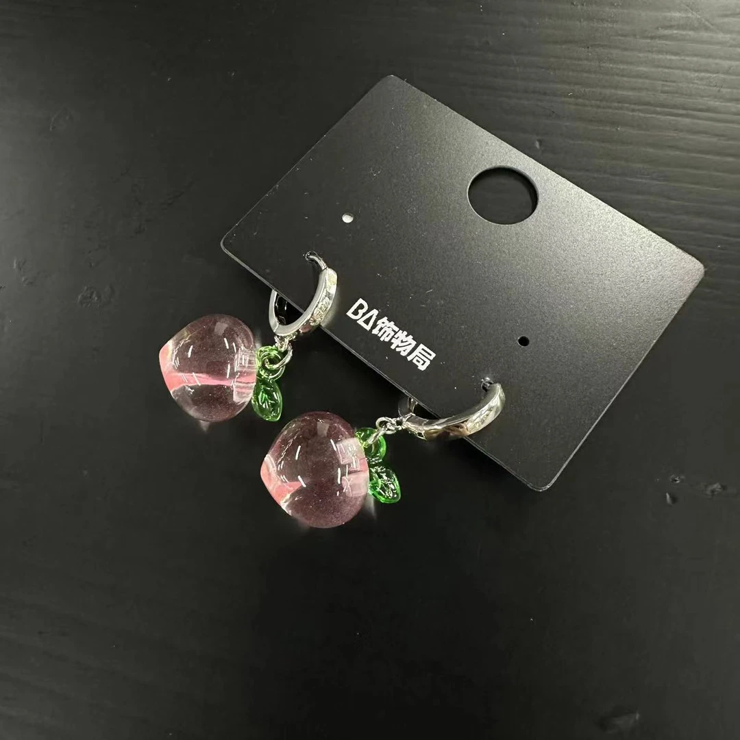 铜合金树脂耳饰 时尚水蜜桃耳钉 2527