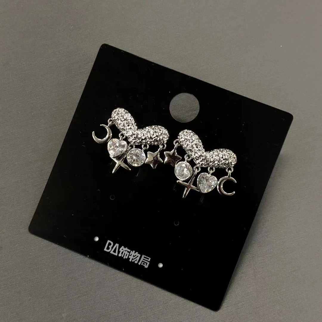 铜合金合成锆石耳饰 爱心Y2K耳钉 4204
