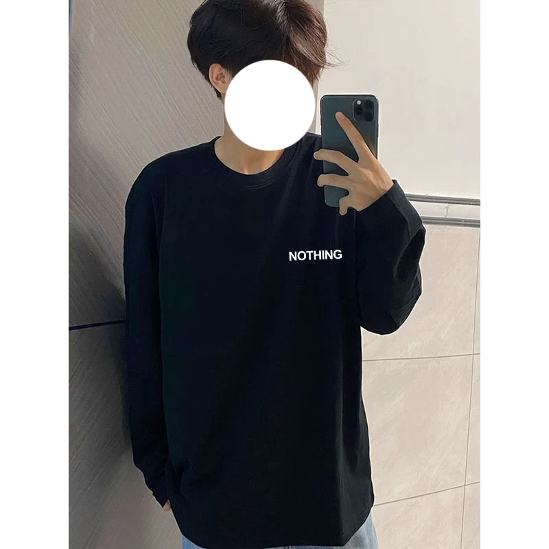 欧美潮牌纯棉长袖t恤男2024新款秋冬美式高街oversize打底衫上衣