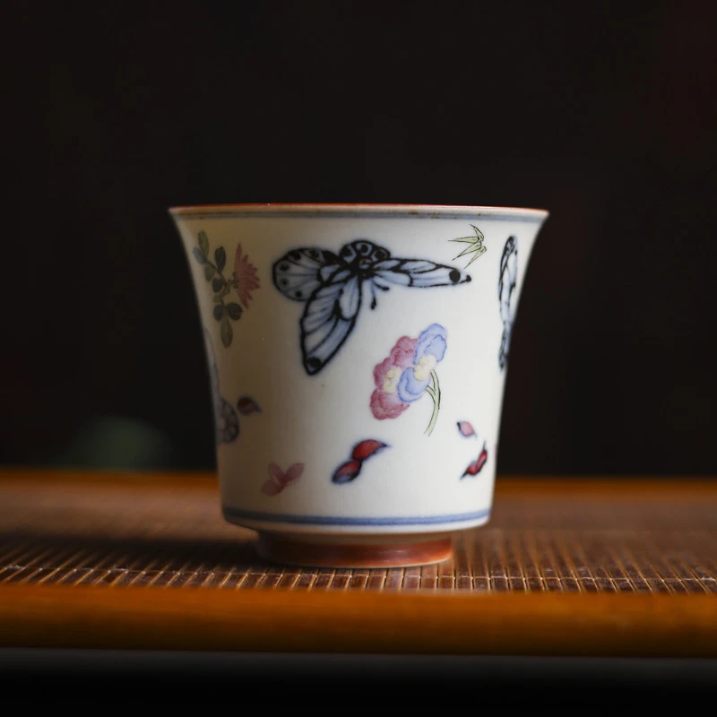 【直播专属】蝶恋花斗彩-墨冉-高马蹄杯-110CC(新墨冉0281)