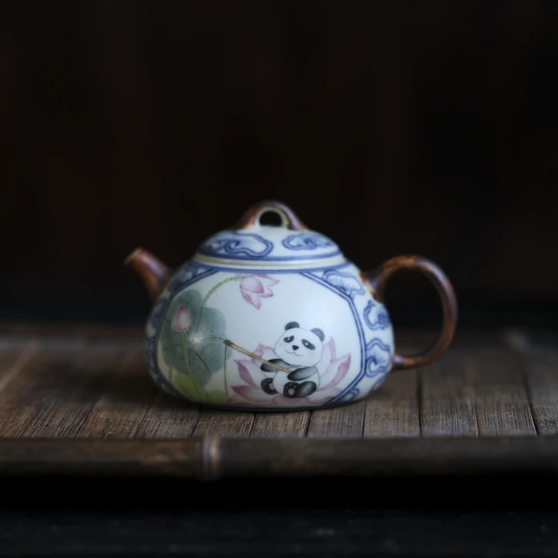 【直播专属】开窗斗彩熊猫荷花壶120ml（新墨冉0340）