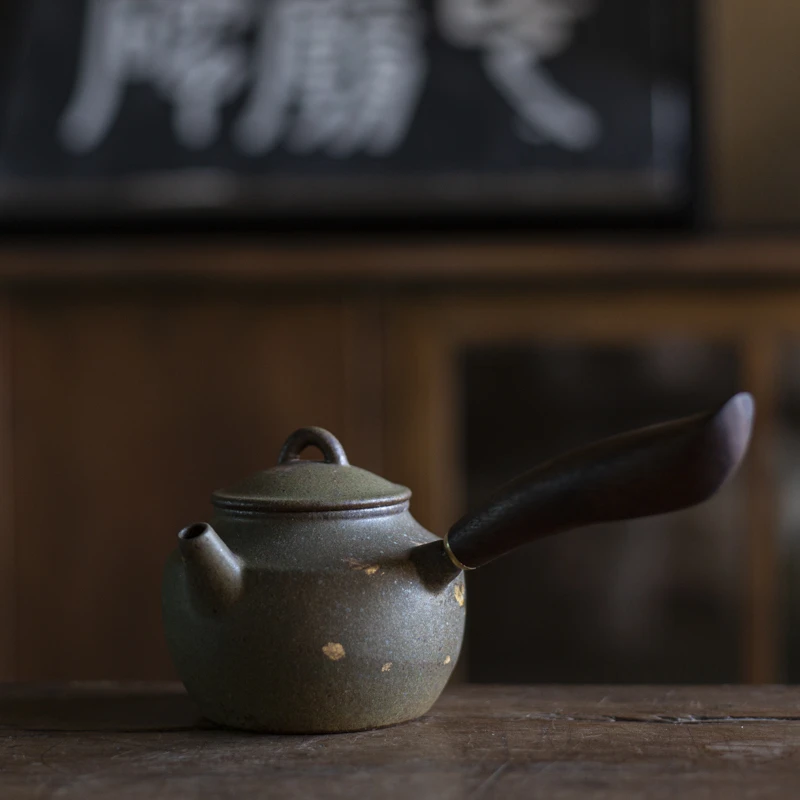 灰念青苔华悦壶陶瓷家用粗陶茶道茶具（Q0519）